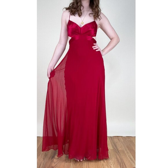 Vintage 100% Silk Y2K 90s Maxi Dress Formal Fancy Wedding Guest Prom Gala Dance - Picture 4 of 8